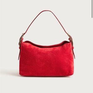 JCrew Berkeley small shoulder bag in suede Elegant Ruby Red Suede Handbag